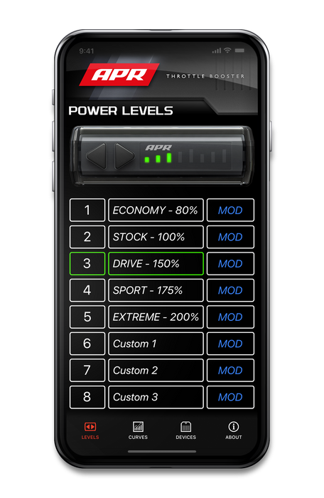 APR THROTTLE BOOSTER WITH WIRELESS CONTROLLER AND BLUETOOTH MOBILE APP